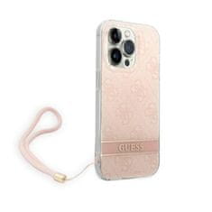 Guess Guess 4G Print Cord - Ohišje z vrvico za iPhone 14 Pro (roza)