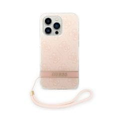 Guess Guess 4G Print Cord - Ohišje z vrvico za iPhone 14 Pro (roza)