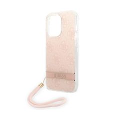 Guess Guess 4G Print Cord - Ohišje z vrvico za iPhone 14 Pro (roza)