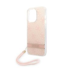 Guess Guess 4G Print Cord - Ohišje z vrvico za iPhone 14 Pro Max (roza)