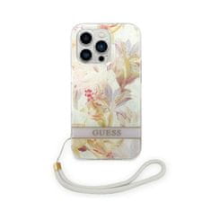 Guess Guess Flower Cord - Ohišje z vrvico za iPhone 14 Pro (vijolično)