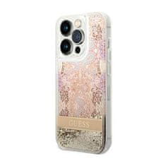 Guess Guess Liquid Glitter Paisley - Ohišje za iPhone 14 Pro (zlato)