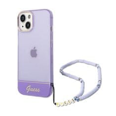 Guess Guess prozoren trak z biserom - ohišje za iPhone 14 Plus (vijolično)