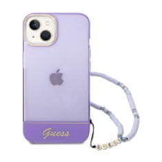 Guess Guess prozoren trak z biserom - ohišje za iPhone 14 Plus (vijolično)