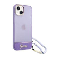 Guess Guess prozoren trak z biserom - ohišje za iPhone 14 Plus (vijolično)