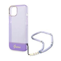 Guess Guess prozoren trak z biserom - ohišje za iPhone 14 Plus (vijolično)