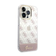 Guess Guess 4G Stripe Script Logo galvaniziran vzorec - Ohišje za iPhone 14 Pro Max (roza)