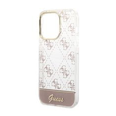 Guess Guess 4G Stripe Script Logo galvaniziran vzorec - Ohišje za iPhone 14 Pro Max (roza)