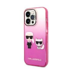 Karl Lagerfeld Karl Lagerfeld Gradient Ikonik Karl &amp; Choupette - Ohišje za iPhone 14 Pro (roza)