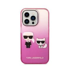 Karl Lagerfeld Karl Lagerfeld Gradient Ikonik Karl &amp; Choupette - Ohišje za iPhone 14 Pro (roza)