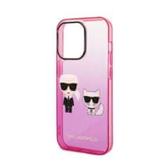 Karl Lagerfeld Karl Lagerfeld Gradient Ikonik Karl &amp; Choupette - Ohišje za iPhone 14 Pro (roza)