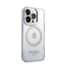 Guess Ohišje Guess Gold Outline Translucent MagSafe - iPhone 14 Pro Max (vijolično)