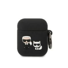 Karl Lagerfeld Karl Lagerfeld Silikonski etui Karl &amp; Choupette - AirPods 1/2 gen (črn)