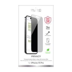 Puro Puro Privacy Tempered Glass - Zaščitno kaljeno steklo s filtrom zasebnosti za iPhone 15 Pro