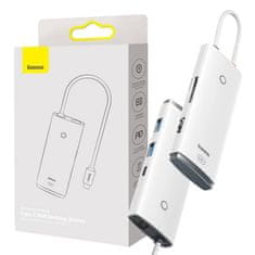 NEW Vozlišče 6v1 Baseus Lite Series USB-C do 2x USB 3.0 + USB-C PD + HDMI + SD/TF (belo)