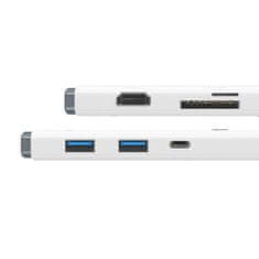 NEW Vozlišče 6v1 Baseus Lite Series USB-C do 2x USB 3.0 + USB-C PD + HDMI + SD/TF (belo)