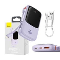 BASEUS Powerbank Baseus Qpow Pro with Lightning cable, USB-C, USB, 10000mAh, 20W (purple)