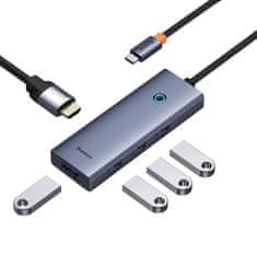 NEW Vozlišče 5v1 Baseus UltraJoy 5-portno (1xHDMI4K@30Hz + 4xUSB 3.0) sivo