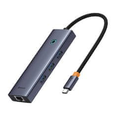 NEW Vozlišče 6v1 Baseus UltraJoy 6-portno ( USB-C na 1xHDMI4K@30Hz + 3xUSB 3.0 + 1xPD +RJ45)