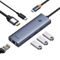 NEW Vozlišče 6v1 Baseus UltraJoy 6-portno ( USB-C na 1xHDMI4K@30Hz + 3xUSB 3.0 + 1xPD +RJ45)