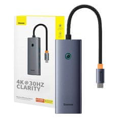 NEW Vozlišče 5 v 1 Baseus UltraJoy Series USB-C do HDMI4K@30Hz+3xUSB 3.0+1xPD (sivo)