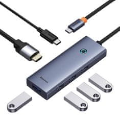 NEW Vozlišče 6v1 Baseus UltraJoy USB-C do HDMI4K@60Hz+4xUSB 3.0+PD (vesoljsko siva)