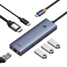 NEW Vozlišče 6v1 Baseus UltraJoy USB-C do HDMI4K@30Hz1+3xUSB 3.0+PD+RJ45 (vesoljsko siva)