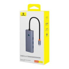 NEW Vozlišče 5v1 Baseus UltraJoy 5-port ( 3xUSB3.0+RJ45+PD) siva