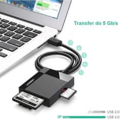 Ugreen UGREEN CR125 4-v-1 USB 3.0 bralnik kartic, 0,5 m (črn)