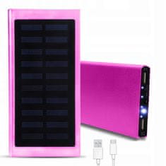 Miramarket PowerBank Sončna vodoodporna energetska banka LED svetilka zunanji polnilec USB Power Bank 20000mAh Pink