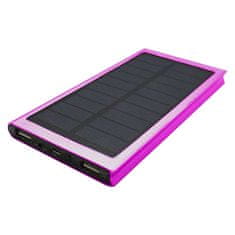 Miramarket PowerBank Sončna vodoodporna energetska banka LED svetilka zunanji polnilec USB Power Bank 20000mAh Pink