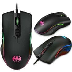 Miramarket Žična gaming miška GM06 Plug&amp;Play z RGB osvetlitvijo črna