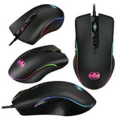 Miramarket Žična gaming miška GM06 Plug&amp;Play z RGB osvetlitvijo črna