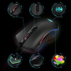 Miramarket Žična gaming miška GM06 Plug&amp;Play z RGB osvetlitvijo črna