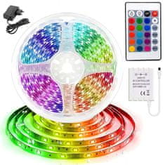 Miramarket LED trak 5m RGB vodoodporna barvna svetloba + napajanje in daljinski upravljalnik 300 SMD 2835