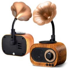 Mozos Retro brezžični zvočnik BT SD TF USB 5W Bluetooth 5.0 Mini-B5 Prenosni FM radio vintage Brown