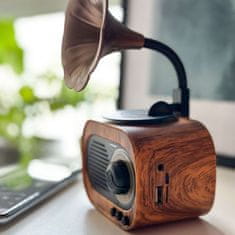 Mozos Retro brezžični zvočnik BT SD TF USB 5W Bluetooth 5.0 Mini-B5 Prenosni FM radio vintage Brown