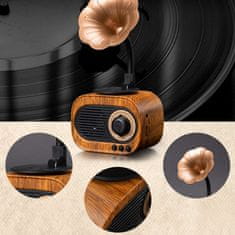 Mozos Retro brezžični zvočnik BT SD TF USB 5W Bluetooth 5.0 Mini-B5 Prenosni FM radio vintage Brown