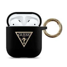 Guess Guess zaščitni ovitek za slušalke AirPods black/black Silikonski Triangle Logo