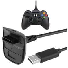 Miramarket Kabel 1,5 m Xbox 360 USB Play &amp; Charge Pad polnilec črn