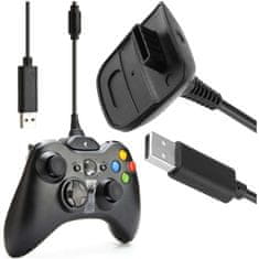 Miramarket Kabel 1,5 m Xbox 360 USB Play &amp; Charge Pad polnilec črn