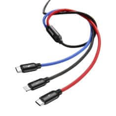 NEW BASEUS 3V1 KABEL TIPA C, LIGHTNING IN MIKRO USB 120 CM ČRN