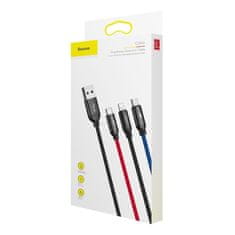 NEW BASEUS 3V1 KABEL TIPA C, LIGHTNING IN MIKRO USB 120 CM ČRN