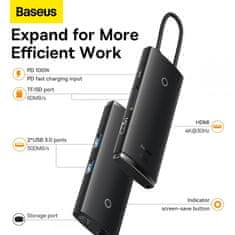 NEW WYP BASEUS LITE SERIES BS-OH020 ADAPTER ZA VOZLIŠČE TIP-C 6-PORT ČRN