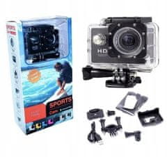 NEW GOPRO 1080P 2" vodoodporna FULL HD ŠPORTNA KAMERA srebrna + dodatna oprema