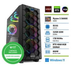 Gamer namizni računalnik, R5-5600X, 32GB, SSD1TB, RTX4060, W11H + Xbox GP (146467)