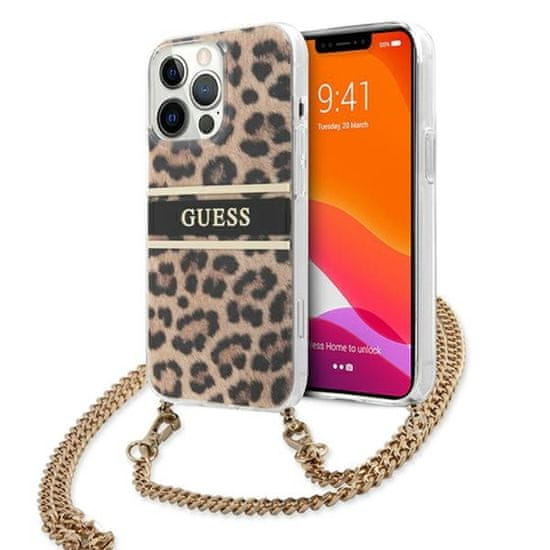 Guess Guess Leopard Gold Stripe Crossbody - Ohišje za iPhone 13 Pro