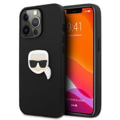 Karl Lagerfeld Karl Lagerfeld PU usnje Karl's Head Metal - ohišje za iPhone 13 Pro Max (črno)