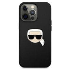 Karl Lagerfeld Karl Lagerfeld PU usnje Karl's Head Metal - ohišje za iPhone 13 Pro Max (črno)