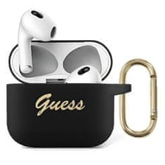 Guess Guess Silikonski Vintage Script - Ovitek za Airpods 3 (črn)